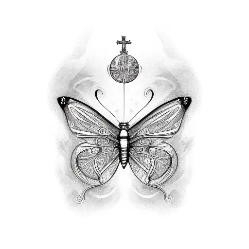 Butterfly with Messiah King and Chris tattoo design idea