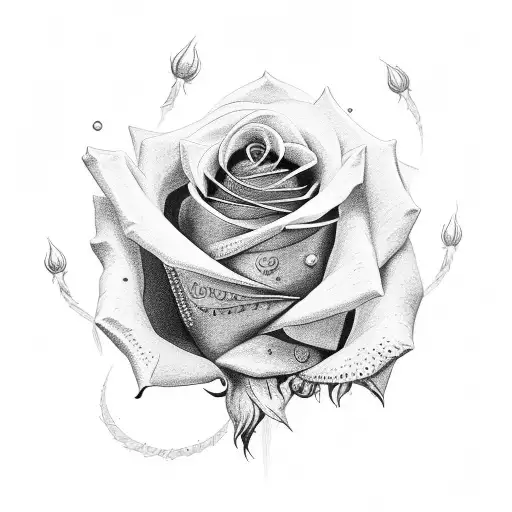 Rose with roman numerals tattoo design idea