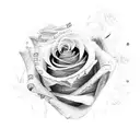 Rose with roman numerals tattoo design idea