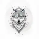 A minimalist tattoo design of a lone wolf howling at the moon, symbolizing independence and inner strength tattoo design idea
