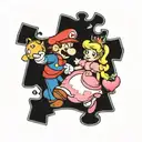 puzzle pieces with Mario and princess peach  tattoo design idea