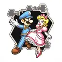 puzzle pieces with Mario and princess peach  tattoo design idea