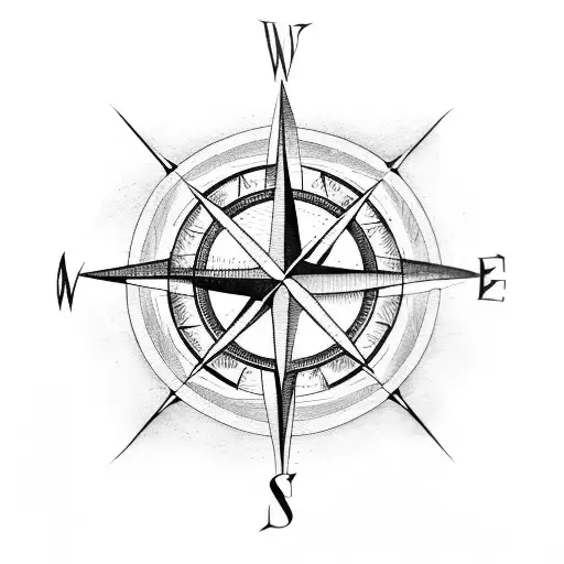 compass with arrows around it tattoo design idea
