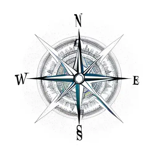 compass with arrows around it tattoo design idea