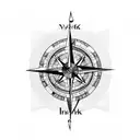 compass with arrows around it tattoo design idea