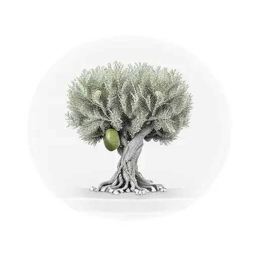 olive tree in hexagonal frame tattoo design idea