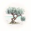 olive tree in hexagonal frame tattoo design idea