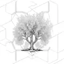 olive tree in hexagonal frame tattoo design idea