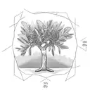 olive tree in hexagonal frame tattoo design idea