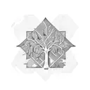 olive tree in hexagonal frame tattoo design idea