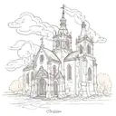 old church burning tattoo design idea