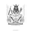 Mysterious witch casting spells with hieroglyphs in an Egyptian temple tattoo design idea