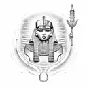 Mysterious witch casting spells with hieroglyphs in an Egyptian temple tattoo design idea