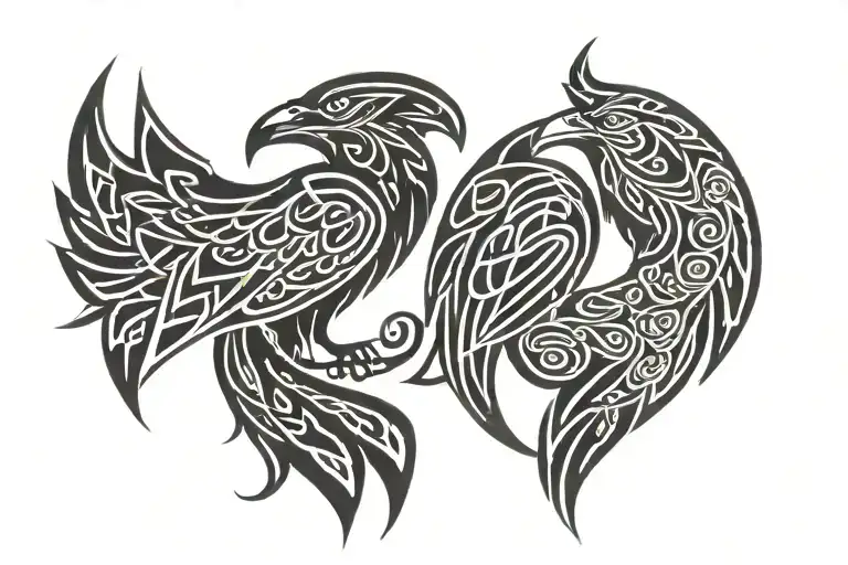 2 Celtic Ravens tattoo design idea