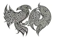 2 Celtic Ravens tattoo design idea