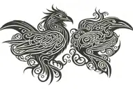 2 Celtic Ravens tattoo design idea