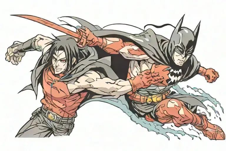 Itachi VS Batman tattoo design idea