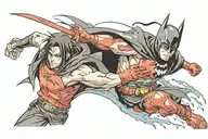 Itachi VS Batman tattoo design idea
