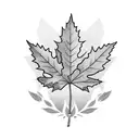 Olive branch with maple leaf and peonies coming out of it tattoo design idea