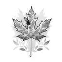 Olive branch with maple leaf and peonies coming out of it tattoo design idea