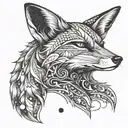 fox in profile with a precious stone heart on the torso tattoo design idea