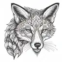 fox in profile with a precious stone heart on the torso tattoo design idea
