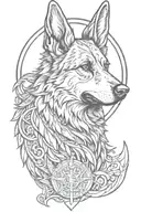 German shepherd norse Valkyrie symbol tattoo design idea