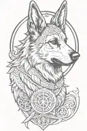 German shepherd norse Valkyrie symbol tattoo design idea
