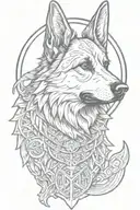 German shepherd norse Valkyrie symbol tattoo design idea