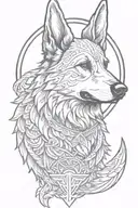 German shepherd norse Valkyrie symbol tattoo design idea