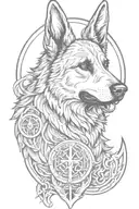 German shepherd norse Valkyrie symbol tattoo design idea