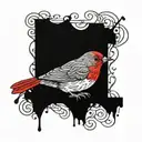 Red Robin bird with Roman numerals representing important dates tattoo design idea
