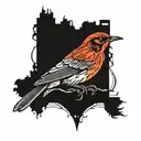 Red Robin bird with Roman numerals representing important dates tattoo design idea
