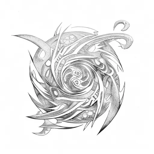 Naruto swirl with two demon slayer swords  tattoo design idea