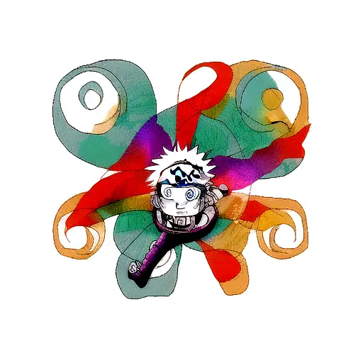 Naruto swirl with two demon slayer swords  tattoo design idea