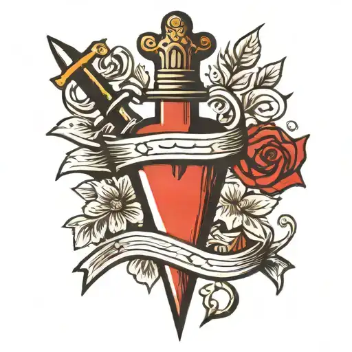 heart dagger dad heart tattoo design idea