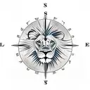 lion with compass eye tattoo design idea