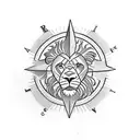 lion with compass eye tattoo design idea