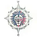 lion with compass eye tattoo design idea