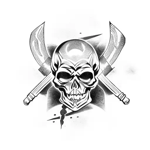 pirate skull with crossed swords or pistols tattoo design idea
