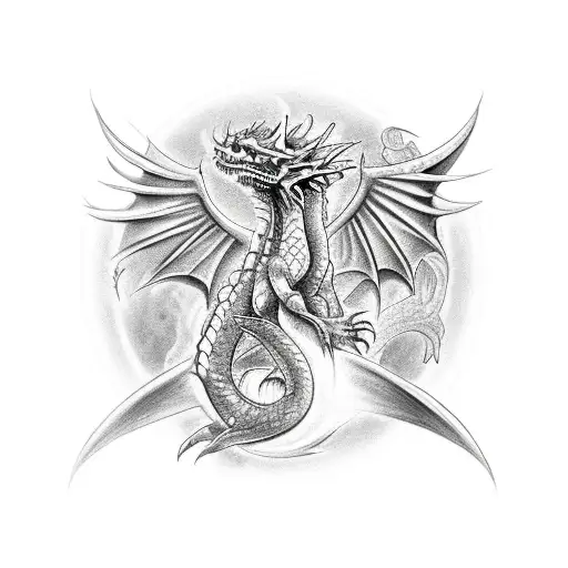 full detailed fenix hunting a dragon tattoo design idea
