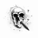 Skull redhead 2 meters with mutilated hand tattoo design idea
