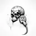 Skull redhead 2 meters with mutilated hand tattoo design idea