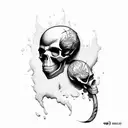 Skull redhead 2 meters with mutilated hand tattoo design idea