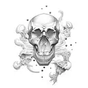 Skull redhead 2 meters with mutilated hand tattoo design idea