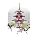 Japanese temple with torii and cherry blossoms  tattoo design idea