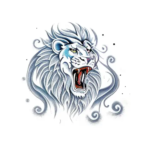 half dragon half lion tattoo design idea