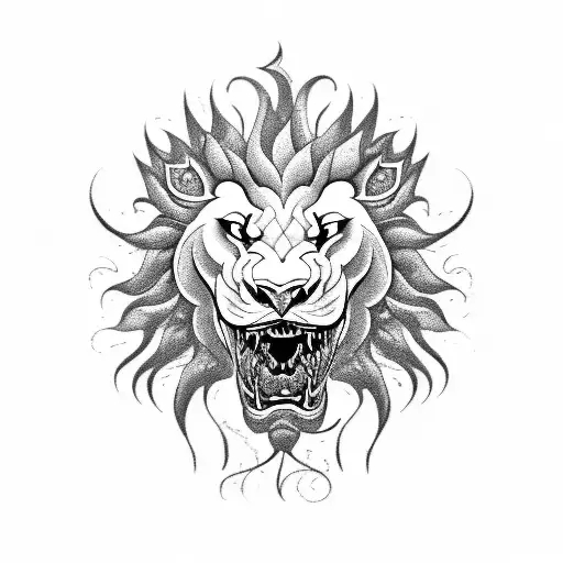 half dragon half lion tattoo design idea