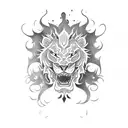 half dragon half lion tattoo design idea