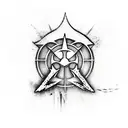 tatoo with logos from Assassin's creed, Playstation, umbrella corporation and  the last of us dragon-fly together tattoo design idea